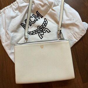 MCM white leather crossbody bag